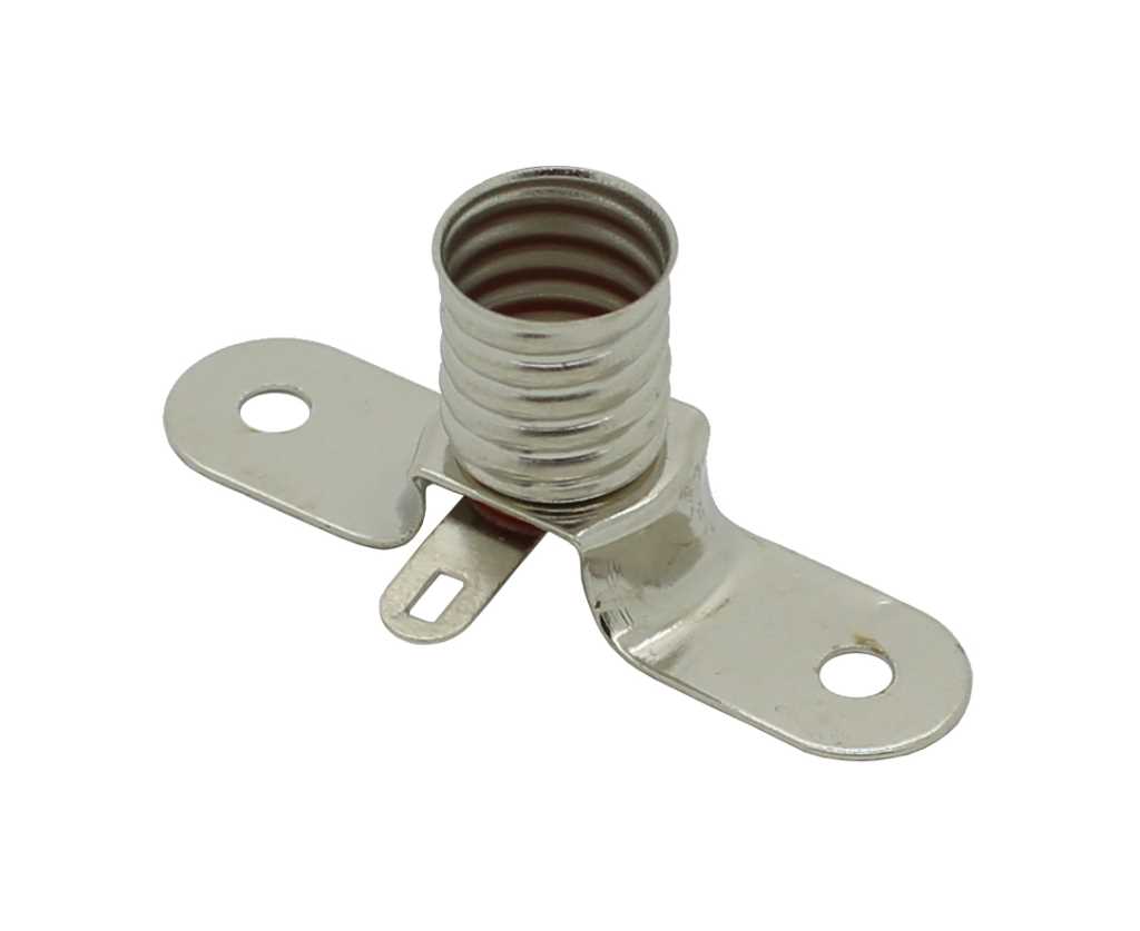 Metallische Lampenfassung mit Schraubgewinde, Befestigungslasche mit zwei Löchern und Kontaktfahne