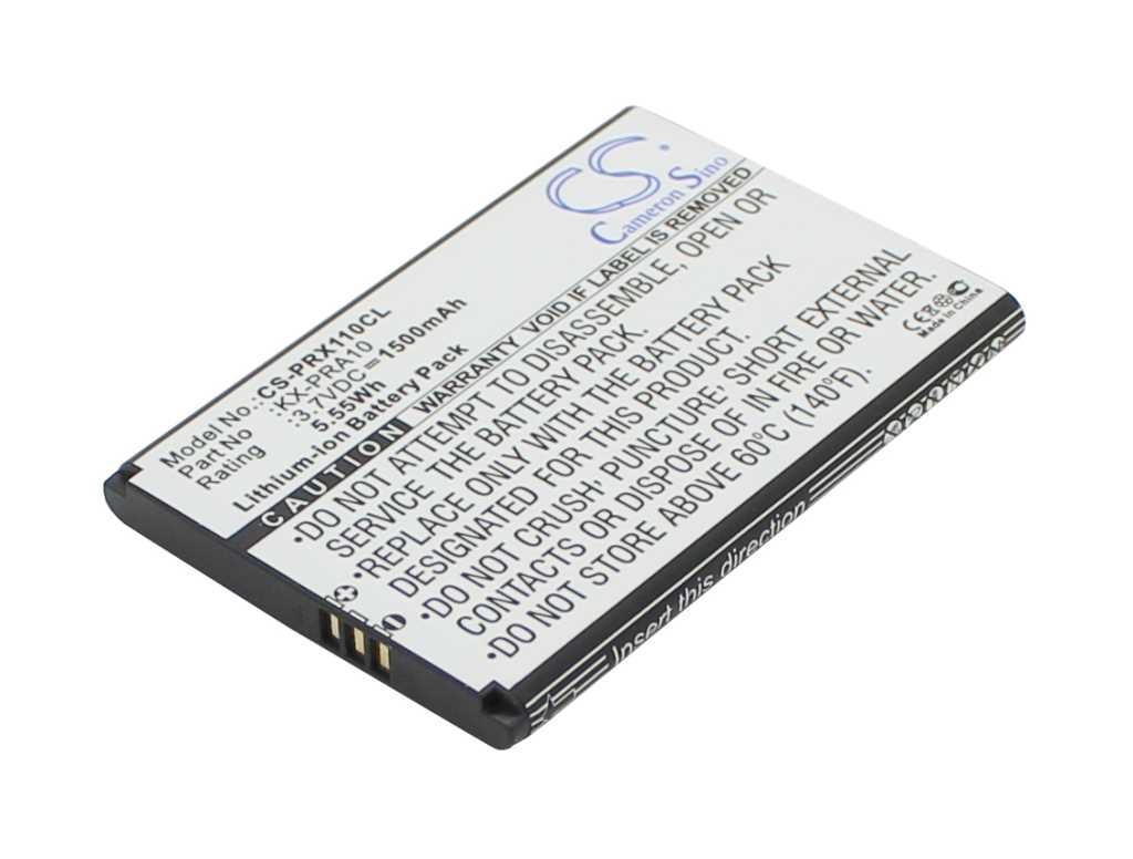 Flacher rechteckiger Lithium-Ionen-Akku mit drei goldenen Kontakten und Warnhinweisen auf dem Etikett