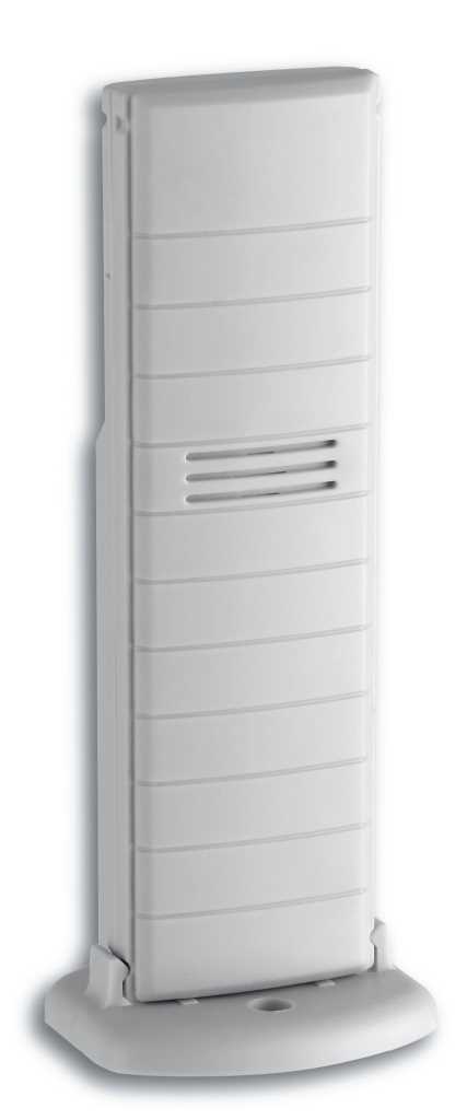 Weißes rechteckiges Kunststoffgerät mit Rillen, seitlichem Rahmen und Standfuß auf weißem Hintergrund