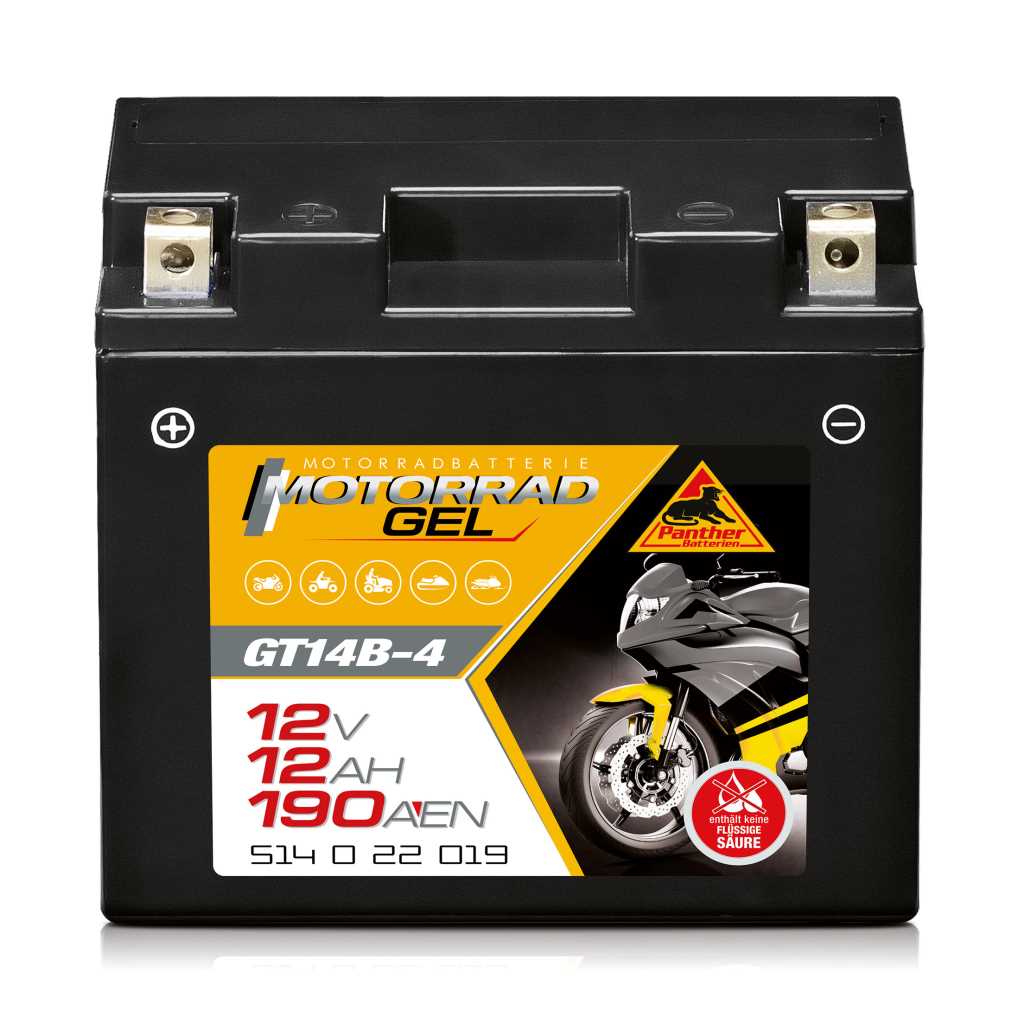 Bild von Panther Motorrad Gel 51422 12V 12Ah 210A (EN) ETN 514 0 22 019, DIN 51422, Japan-Nr. GT14B-4, CT14B-4