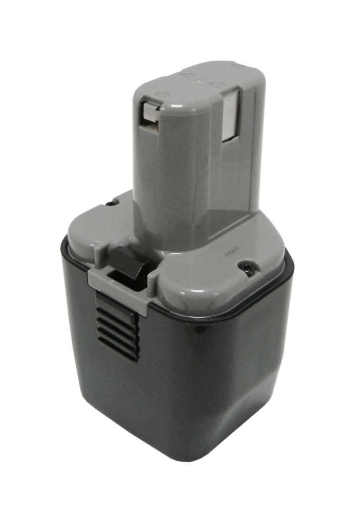 Grauer Akkupack mit hohem Steckaufsatz und Rastclip, freigestellt auf weißem Hintergrund